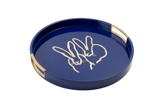 Bunny Drinks Tray - Cobalt by Hunt Slonem