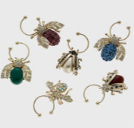 Bedazzled Bee Wine Charms, Dark Jewel Tones