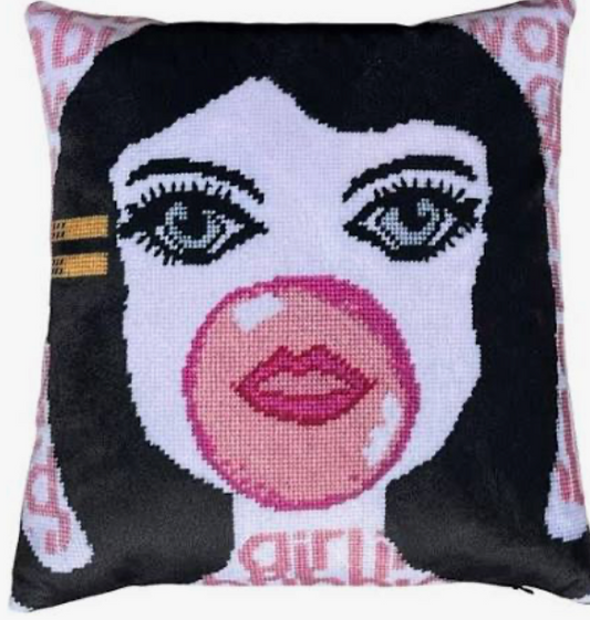 Velvet Bubble Girl in a Bubble World Mini Pillow