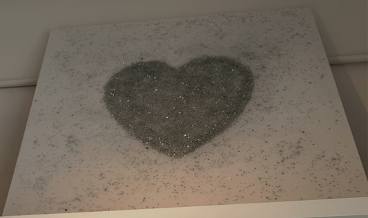 "LOVE" Crushed Glass and Resin on Canvas by K.Smith (one of a kind)